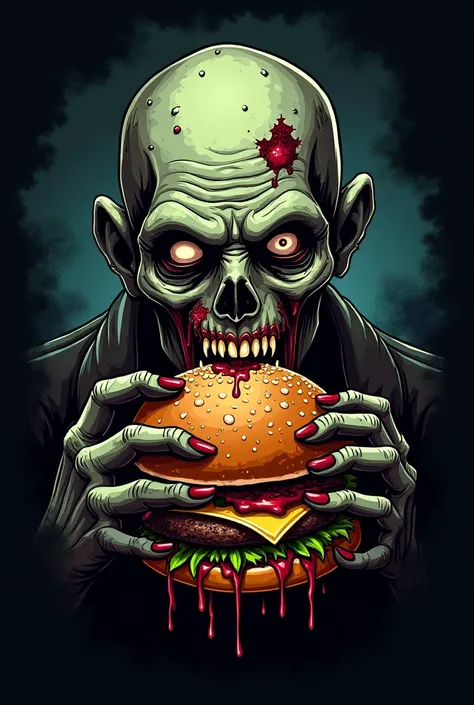 Zombie eating a burger logo