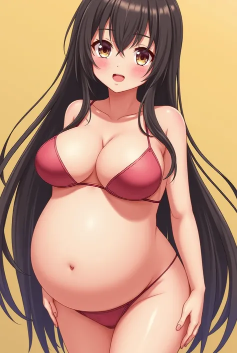 An anime girl with extremely large breasts , big butt ,  the melons should be as big as a persons head and she should fart