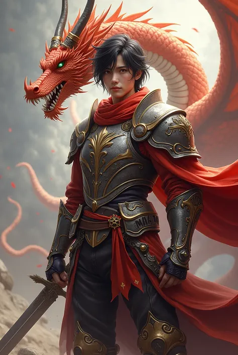 Anime style illustration of a  with a dragon and a sword, dragon  portrait, Artgerm and Ruan Jia, Ruan Jia and Artgerm, Dragon Boy, Epic fantasy digital art style, 2. 2.5 D CGI anime fantasy artwork, detailed 2D digital fantasy art, Author：ruanjia、stanely ...