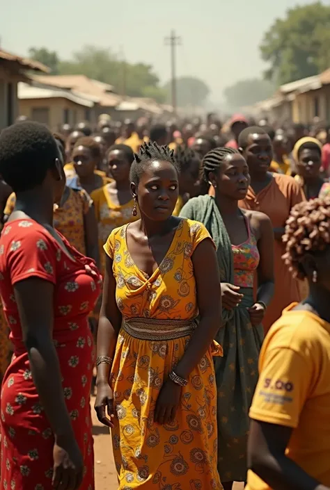 A stampede in Nigeria, many women and ren struggling for bags of rice, brutal scene, highly dramatic, nosebleed, cinematic, cinematic lighting, 8k, super detail, best quality, high details, high quality, high quality, high quality, masterpiece