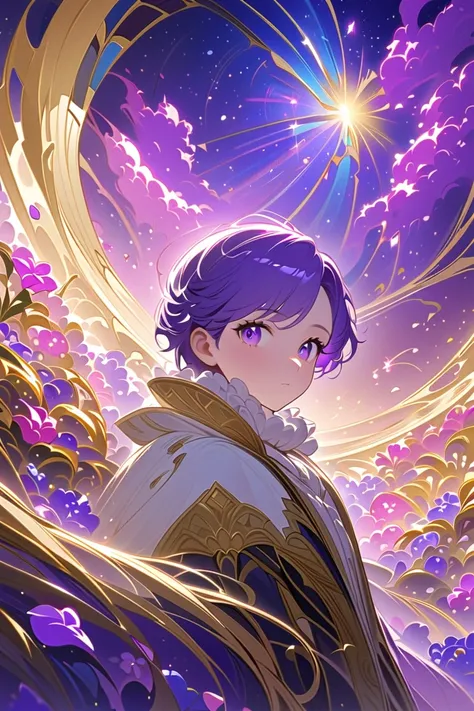 1 boy 1 girl at the wedding,the boy have mullet himme cut , purple hair, the girl yellow lonh hair,Art Deco,Color Field painting,rococo style,chiaroscuro,cinematic lighting,large quantity of petals, fantasy,graveyard background,masterpiece,best quality,ult...