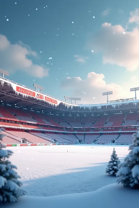 a Christmas picture with a simple stadium, snow and the words AFC Agnita