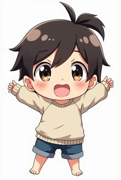 chibi anime boy character ponytail png