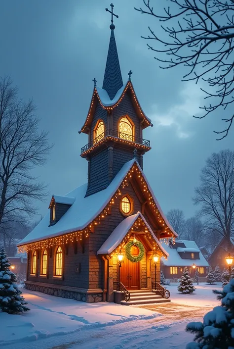 A church with Christmas decoration 