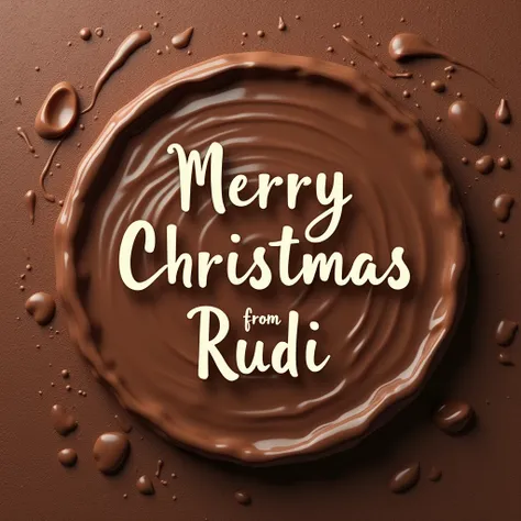 a christmas card in nutella style whith text" Merry Christmas from Rudi"