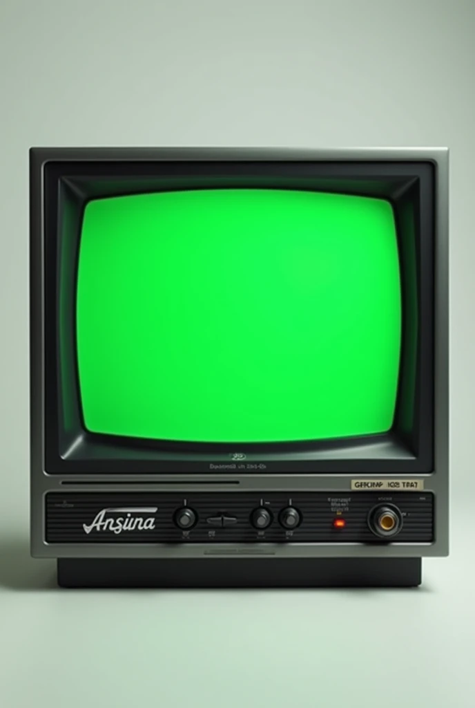 
A retro television from the 1990s with a 15-9-inch screen. The screen has a green display (green screen), and a set of physical buttons is positioned directly beneath the screen. The television features a bulky, vintage design typical of the 90s, with a b...