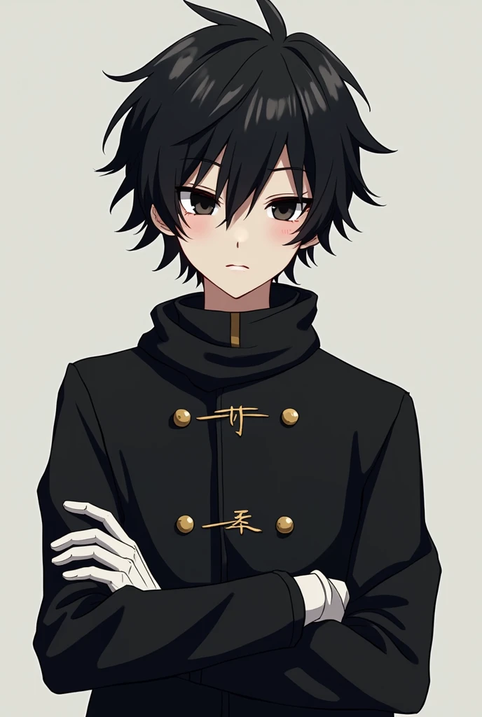 Tcolonolonolonolonolonolonolonolonolonolonolonolonolonolonolonolonolonolonolonolonolonolonolonolonola The Really Tall Short black haired anime boy with black eyes wearing a black Gakuran Outfit, Crossed arms, Expressionless Look on face,Name "Tcolonolonolo...