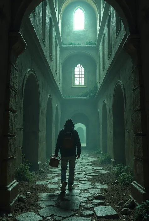 The player runs thru a mase looking for the shovel and watering can. Let that be old building like church or something like castle and showel and watering can should be hidden 