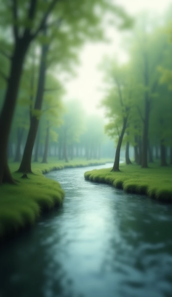 A blurry river with trees.