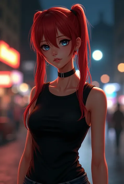 (8k, 4K,  highest quality,  High resolution ,  The Ultra-Highres :1.1), (​masterpiece,  photorealistic : 1.1),  The color palette is mostly dark, 1 , (German:1.3), (Japanese:0.5), skinny, 23 years old, (Night city landscape ), ( blurry background), (black ...