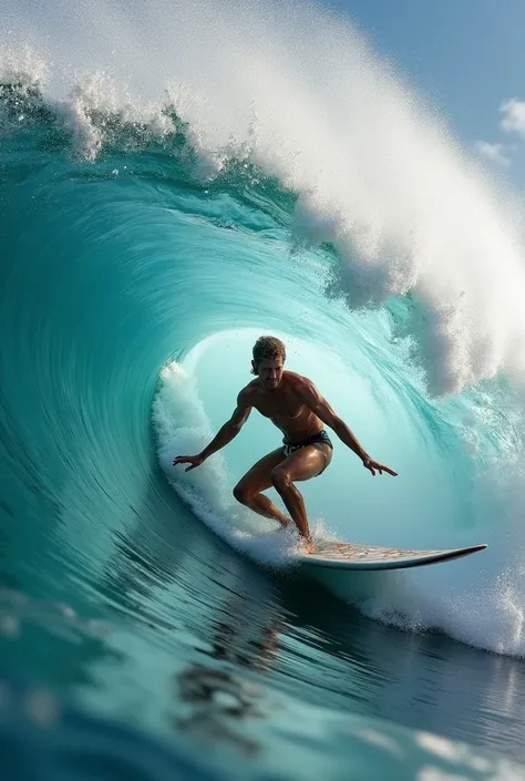 An artisanal bore on a surfboard in a wave