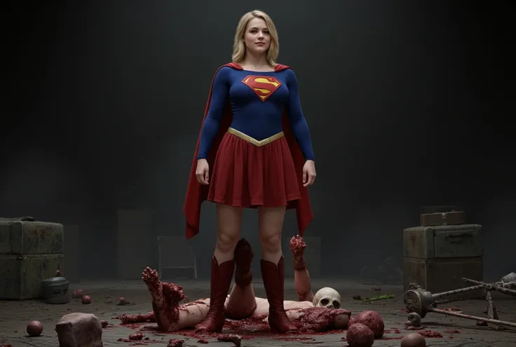 Supergirl steps on the human gore