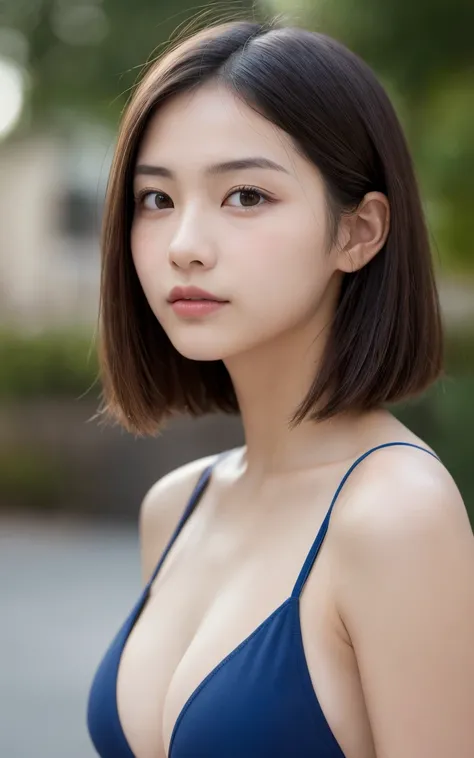 （8k、live-action、High definition photos:1.2、Best Quality:1.2、masterpiece:1.2、The best composition:1.2),(noon, bedroom , Front lighting:1.2),(( perfect lighting)),(Long Bob Cut),Turn your body towards the camera , (Angry face:1.2), Turn your body towards the...