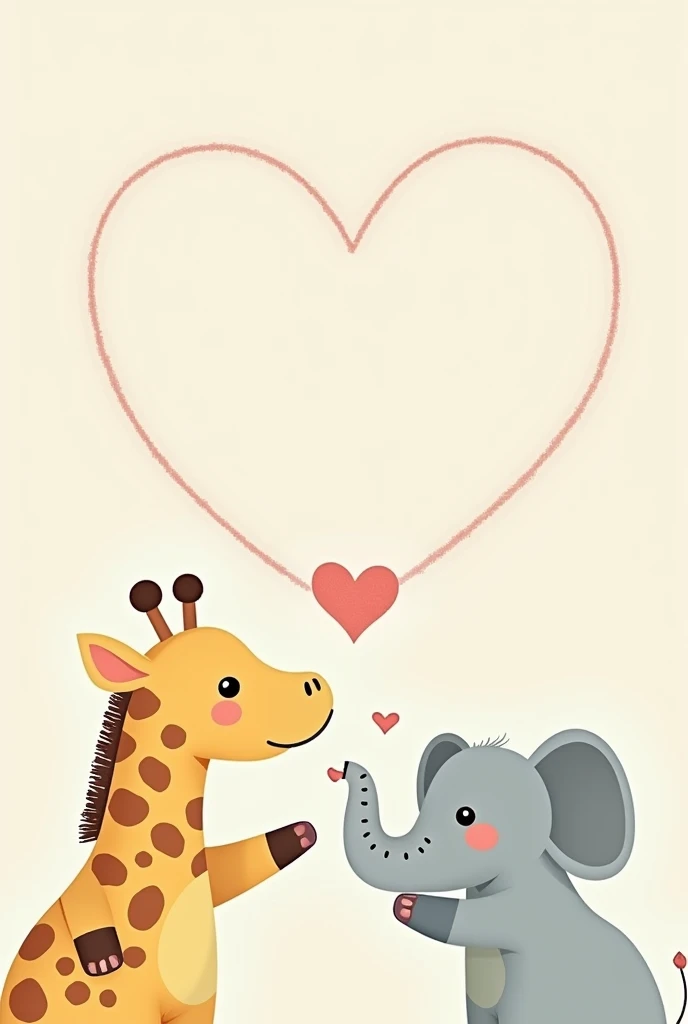  Cute illustrations in pastel colors for ren 。 with a gentle touch 。 A giraffe nurse measuring blood sugar levels and an elephant patient who can measure blood sugar levels。Illustration drawn in the shape of a heart on the wall of the examination room 。