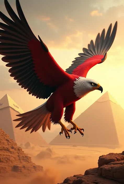 Al Ahlys eagle flying over the pyramids 
