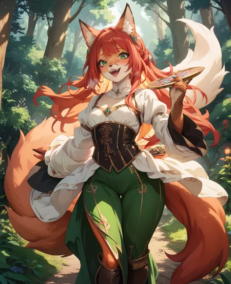 Female Furry，Furry，Female Beast， fox girl，Foxy face，masterpiece,  top quality ,  rating explicit,  1 girl,   heterosexual lover,excited, rough breathing, high res， very aesthetic， 8K resolution ， Beautiful Eyes， Beautiful Beasts ，white neck ，Body hair，Beas...