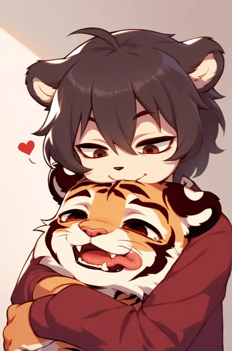 Shimajiro, the striped tiger, Shimajiro and his mother , (heart is beating fast:0.5), Twisted Maternal love , I want to hug you , (creepy:0.5) , lick , Dimly lit room , euphoria , ooze