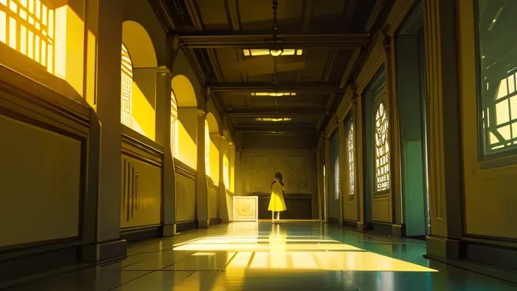 backrooms, liminal Space, suspicious atmosphere , dim, Irregular channel, (windowless space), (maze, maze like space), Yellow Wall, yellow floor ,  countless fluorescent lights, intricate passageways, passageway that stretches sideways