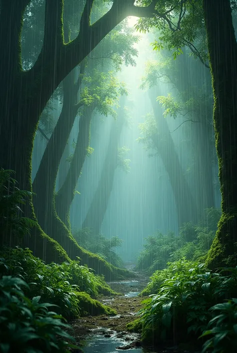  rainy day forest, Interior view   