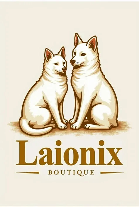  A logo for a Boutique of clothing and accessories for dogs and cats,  that its main colors are gold and white , that its style is delicate .  It is called Laionix Pet Boutique and that the logo has cats and dogs 