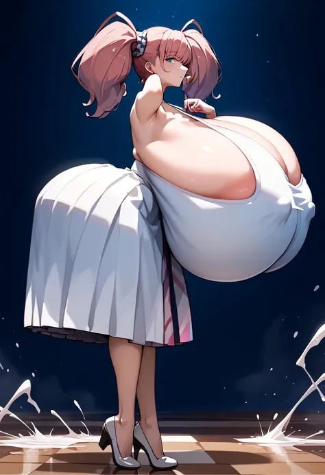 score_9, score_8_up, score_7_up, Alone, (gigantic breasts:1.5), Long chest, breasts sagging to the ground, Breasts big enough to touch the ground, 1 girl, (( best quality)), atlanta_kantaicollection, pinkhair,twintail,Official Costume, erect nipples , undr...