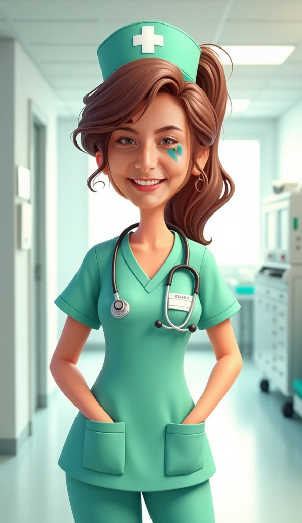 a nurse cartoon character in light green clothes