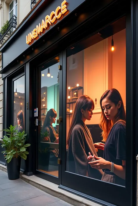 Une affiche de salon de coiffure mixte renommé LINEMARCE COIFFURE dune mesurage de 3,80m × 1m