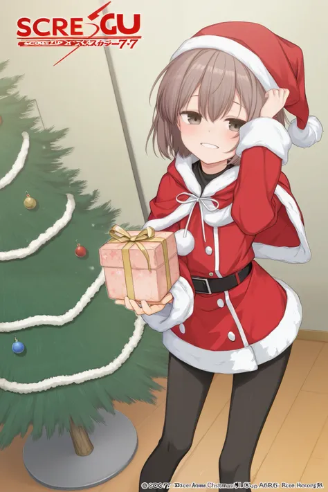 Brown Haired Santa Claus Woman、anime、 Christmas Tree