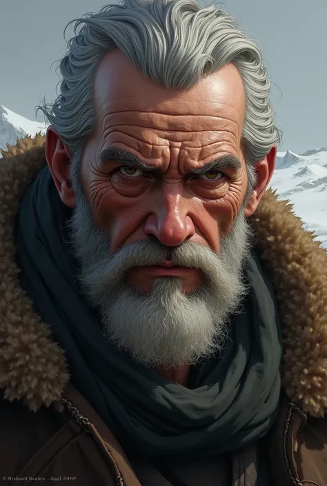 A picture of the face of the character Anim Turkel in the Wieland Saga