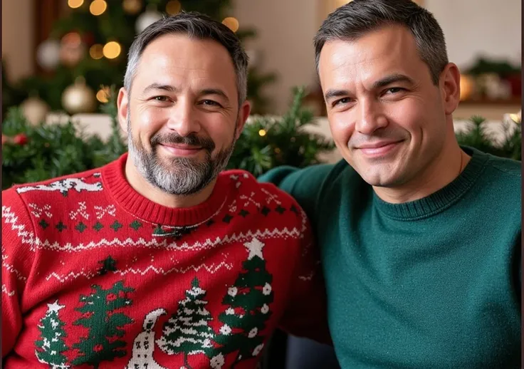 friends hugging at christmas with lots of love