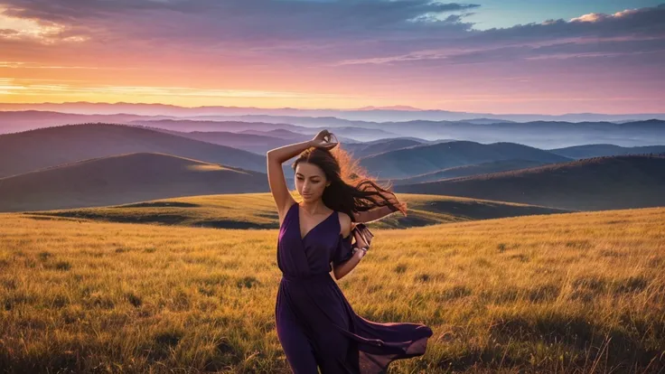 Imagine a vast, open field stretching toward an endless horizon. At the center, a lone figure stands with arms wide open, symbolizing both vulnerability and strength. The sky above is a swirling mix of bold, vibrant colors—fiery reds and golds merging with...