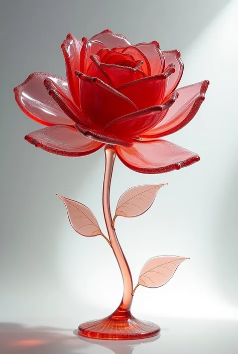 A red rose made of glass