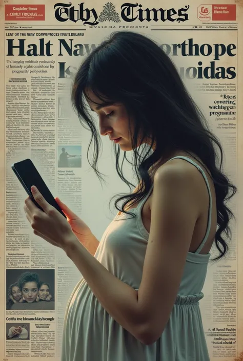 Create an image from a newspaper where it says ,  girl gets pregnant in exchange for a Spanish-language iPhone 