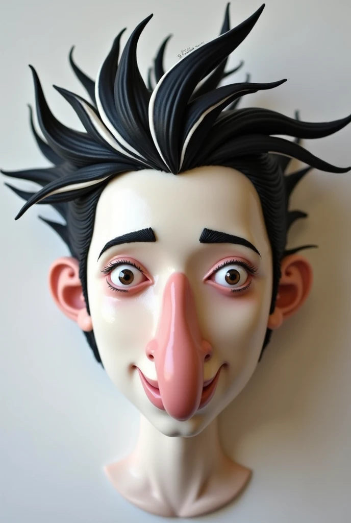 Human Face Cake, Long Nose , Black White Hair 