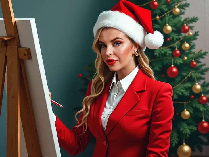  French cartoon artist sits at an easel and paints an oil portrait of a Ukrainian woman in the style of Andy Warhol on canvas, Painting, the process of writing a painting  ((фото realistic :1.4)、( masterpiece fails:1.3)、( top quality :1.4),( Ukrainian woma...