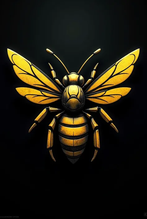  Create a stylized bee symbol that resembles an emblem, with aggressive and modern details .