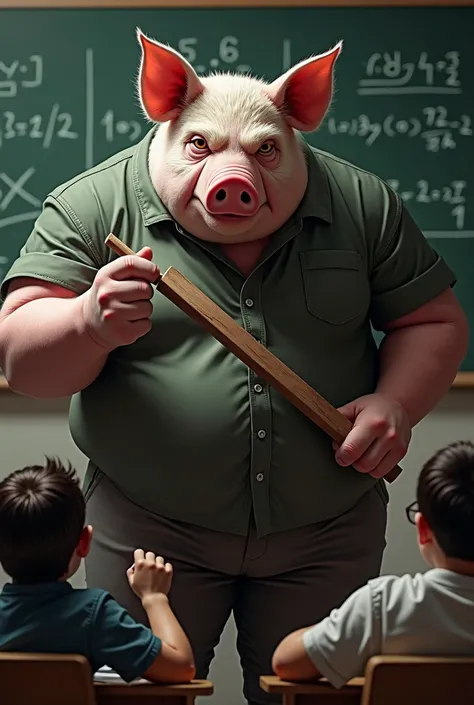 Brutal pig math teacher is slightly more beautiful in anime style