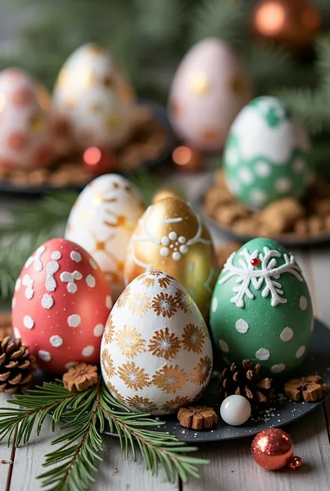 Create with a picture how you could paint Styrofoam eggs for Christmas( easy)