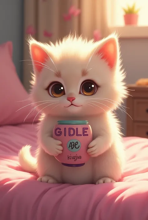 Generate the image of a kitten fan of Gidle 