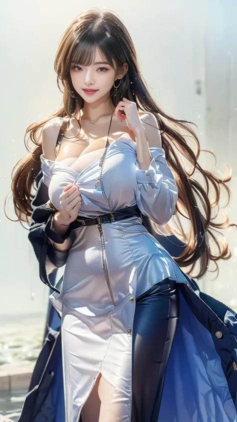 3、((((SFW:1.2), 1 girl,  girl, beautiful girl, Slim waist, Thin waist, Lysis, (Strapless:1.0), ((Squeeze chest:1.0), sexy, Smirk，( fine hair:1.0)), zipper, (wet:1.2), (她穿着wet透的衣服:1.3), (Lace:1.2), (lace:1.0), (Unruly hair), torpedo breasts))), curvy, very ...