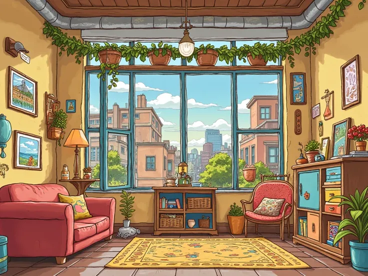 an image with a cartoon-style apartment design with clear details.