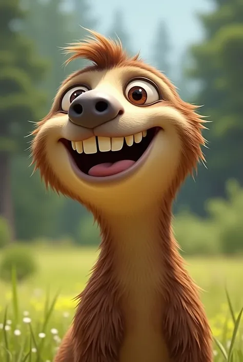 Create me an image of Sid from the Ice Age smiling 