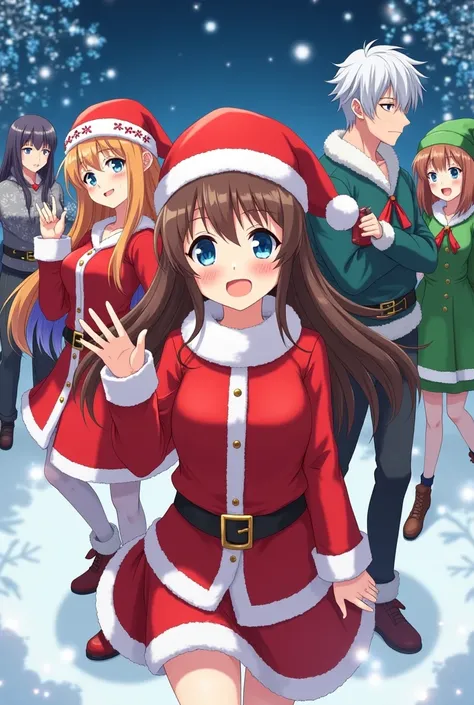 Random anime characters with Christmas outfits 