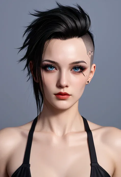 cyber punk Girl,(top-quality、8K、32K、​masterpiece、nffsw:1.3)、(The ultra -The high-definition)、(Photorealsitic:1.4)、Raw photography,Perfect eyes,Charming perfect figure,Upper body image、actionpose:1.2,Detailed cyberpunk fashion、World of Cyberpunk,depth of fi...