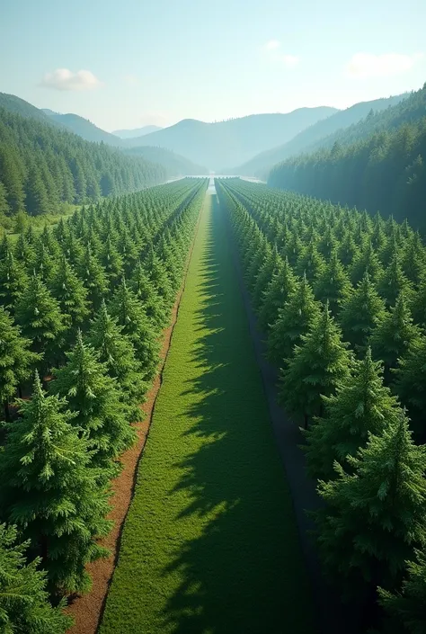 Create an image showing two different forest plantations 