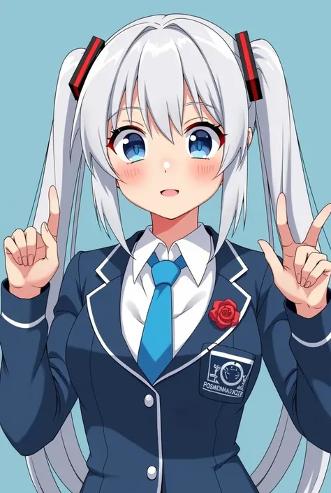  Roskomnadzor-chan is a young girl with white ,  gives away easily to pigeons ,  with her hair - tails to the waist . . She is dressed in a white shirt ,  blue tie and blue jacket ,  on whose shoulders she flaunts Roskomnadzor logo. She strictly ,  but pla...