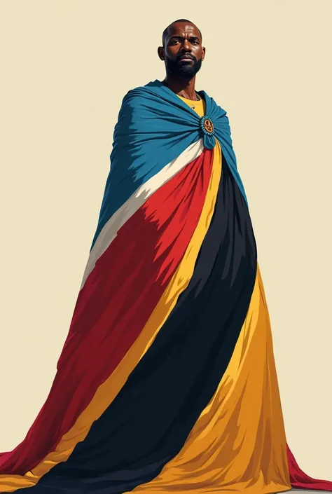 an African  with a botswana flag cape