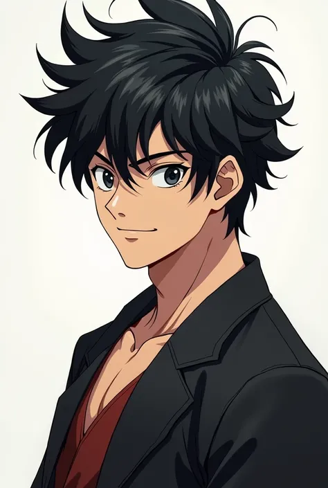 An anime-style male character with black hair