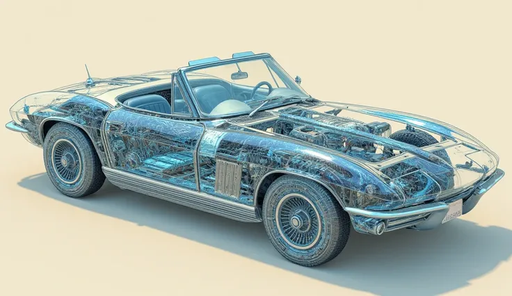 photorealistic, detailed blueprint, blueprint, technical blueprint, vintage car blueprint, blueprint of corvette stingray, blueprint of classic car, detailed blueprint of vintage car, highly detailed blueprint, architectural blueprint, detailed mechanical ...