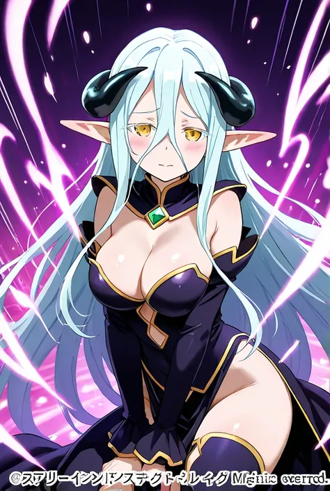  An elf wizard Nagra , sexy and attractive,  performing world-class magic, anime Overlord, she,  Rainda da Floreta , Mythical powers 